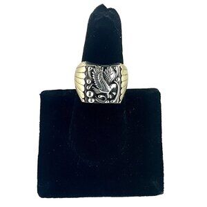 Running Bear Sterling Silver Gold Tone Eagle Ring - Size 9.5